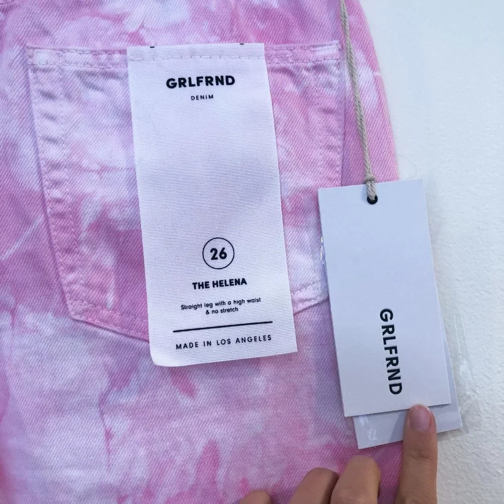 NEW GRLFRND Denim Helena Pink High Waist Tie Dye Straight Leg Jeans Women's 26 - Picture 8 of 10